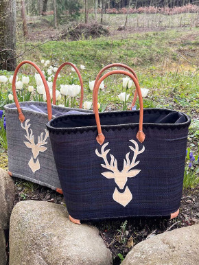 frosch und rabe Shopper mit Innenfutter Hirsch XL grau