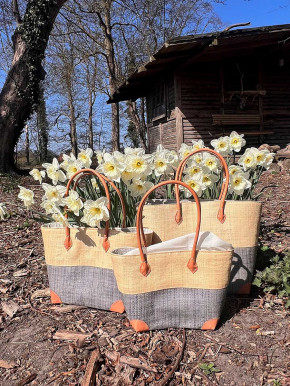 frosch und rabe Shopper beige hellgrau mit Futter Lederpatches M