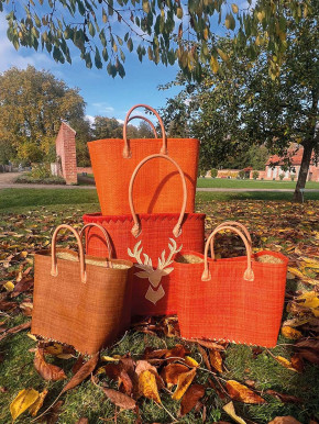 frosch und rabe Shopper orange kurze Lederhenkel L