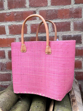 frosch und rabe Shopper rosa kurze Lederhenkel