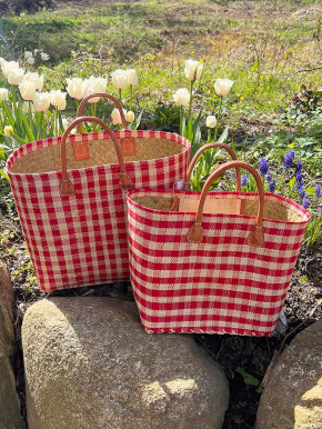 frosch und rabe Shopper rot kariert M