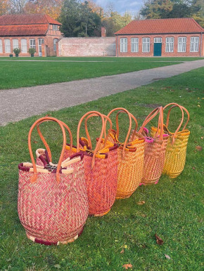 frosch und rabe Shopper rund curry bordeaux 4-fach Verschluss lange Lederhenkel L