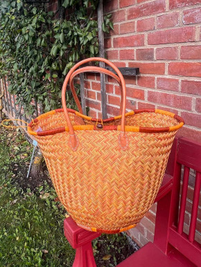 frosch und rabe Shopper rund curry braun 4-fach Verschluss lange Lederhenkel L