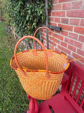 frosch und rabe Shopper rund curry braun 4-fach Verschluss lange Lederhenkel L