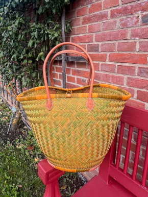 frosch und rabe Shopper rund curry olive 4-fach Verschluss lange Lederhenkel L