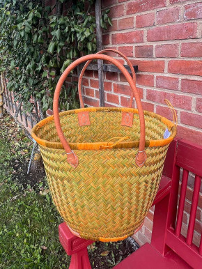 frosch und rabe Shopper rund curry olive 4-fach Verschluss lange Lederhenkel L