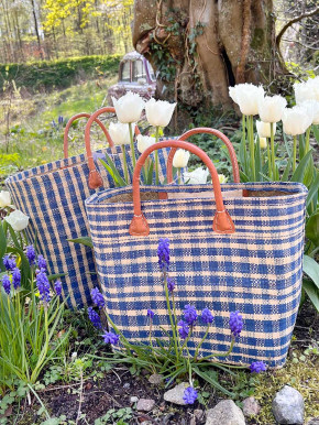 frosch und rabe Shopper königsblau kariert L